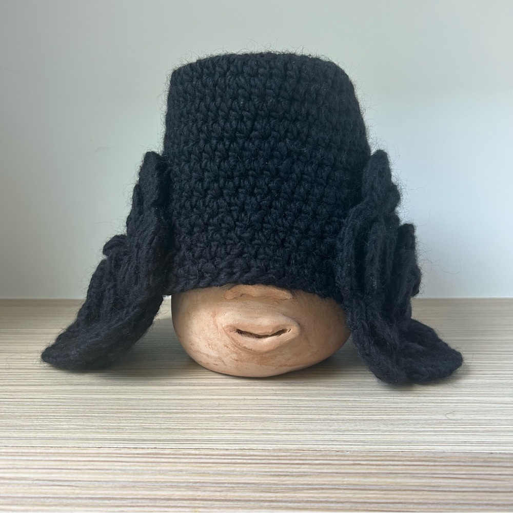Andrea Monet Wool Beanie with Rose Earflaps